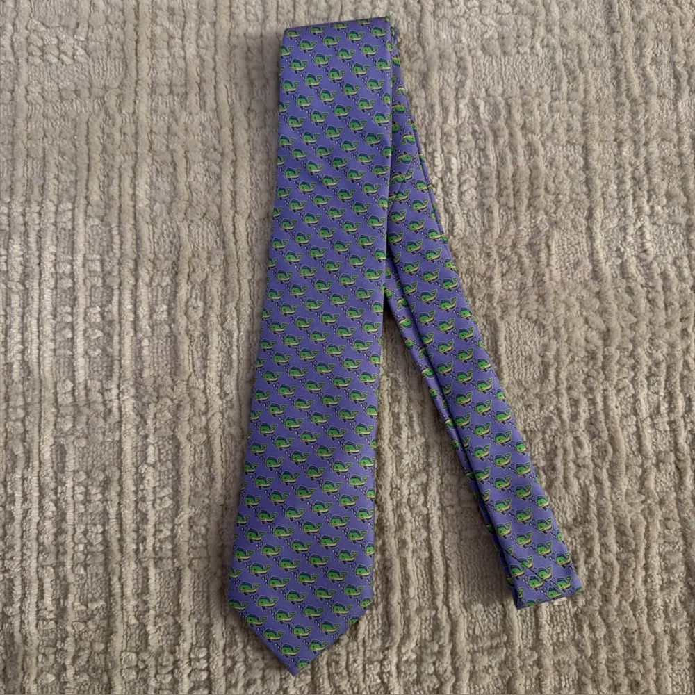 Vineyard Vines Mahi Whale Themed Silk Tie In Purple Plum - NWT